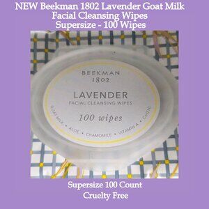 NEW Beekman 1802 Lavender Goat Milk Facial Cleansing Wipes Supersize - 100 Wipes